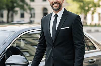 Chauffeur welcoming guests to a private tour vehicle