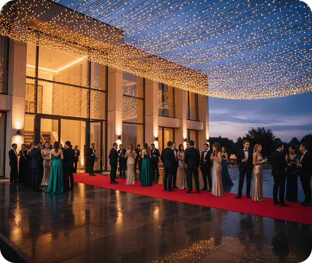 Elegant arrival at a special event by chauffeured car